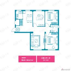 大连爱琴海3室2厅1卫户型图