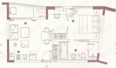 太湖城仕高尔夫酒店公寓1室1厅1卫户型图