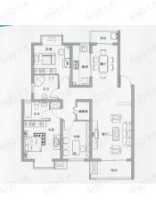 鑫苑湖岸名家房型: 三房;  面积段: 88 －116 平方米;
户型图