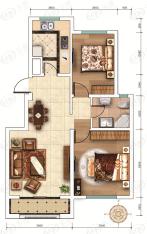 华岳西丽海岸2室2厅1卫户型图