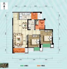 旭阳台北城敦化里敦化里2、3号楼 C-3 创意2+1 套内面积66平米户型图