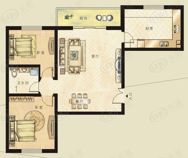 东城水岸二居室户型推荐 户型面积81.69~128.05㎡