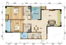金融街金悦城悦韵C型两室两厅两卫带院馆户型图