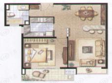 和源名邸房型: 一房;  面积段: 80 －90 平方米;
户型图