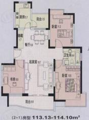 蔚蓝城市花园房型: 三房;  面积段: 110 －130 平方米;
户型图