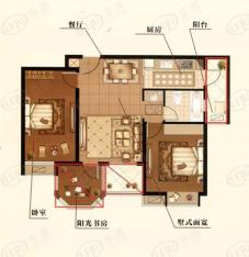 沃得大都汇2室2厅1卫户型图