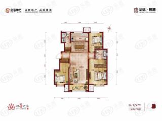 蓝光雍锦香颂三居室127平米户型图