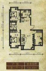 璟悦香湾房型: 三房;  面积段: 100 －110 平方米;户型图