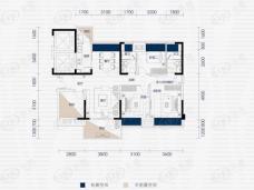 世茂福晟钱隆御府118²，三室两厅两卫户型图