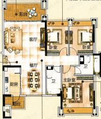 君怡君临天下3室2厅2卫户型图