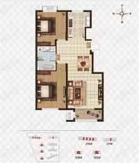 新约克小镇202#205#208#210#211#E户型-两室两厅一卫-88平米户型图