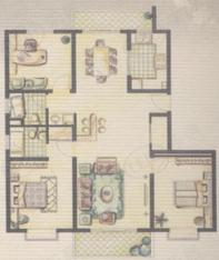 虹鹿小区二期房型: 三房;  面积段: 130 －142 平方米;
户型图
