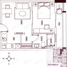 铂顿国际公寓1室1厅1卫户型图