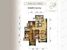 和泓江山国际3室2厅2卫户型图