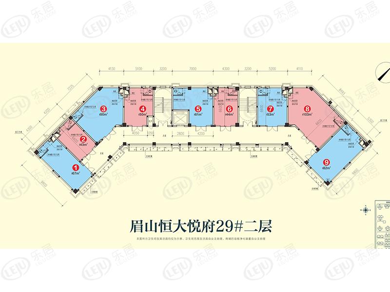 城北新城商圈恒大悦府 户型建面约39~114.61㎡