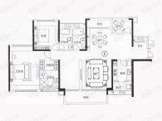 招商公园18723室2厅3卫户型图