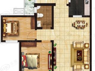 康诚锋尚公寓85平米两室两厅一卫户型图