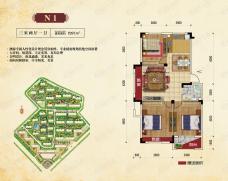 澳海西湖印象3室2厅1卫户型图