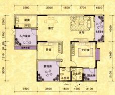 爱莲名城颜色区域为不计价面积及计半价面积户型图