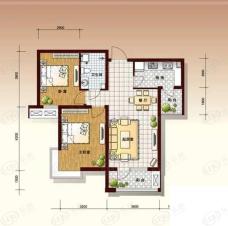 峰尚花园2室2厅1卫户型图