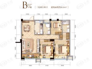 世茂德兴璀璨天城B户型户型图