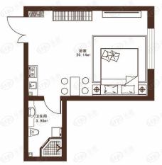 观澜宝邸公寓户型8 一室一卫户型图