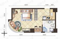 金猴西海名居M户型 建筑面积约54㎡户型图