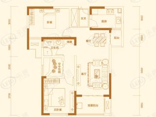 建业中州府B户型 89.33㎡户型图