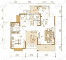 天元涉外景园城郊涉外桃源B-D户型3室2厅2卫户型图