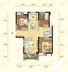 建发金沙里3室2厅2卫户型图