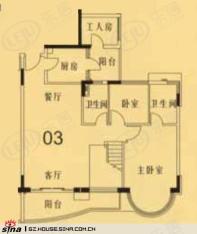 华南新城·江山颐景3室2厅2卫户型图
