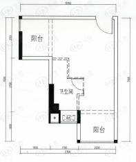 基星阁一房一厅一卫，42.34平方米户型图