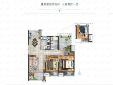 信保春风十里3室2厅1卫户型图