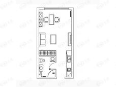 九洲之地1室1厅1卫户型图