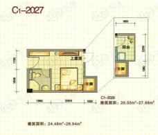 湘隆时代大公馆c1-2027户型图