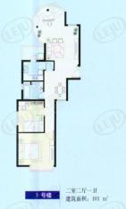 徐汇公寓房型: 二房;  面积段: 92 －101 平方米;户型图