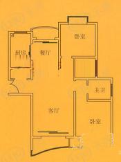 东源名城20号楼二室户型 2室2厅1卫户型图