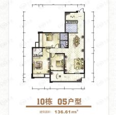 广厦名都3室2厅2卫户型图