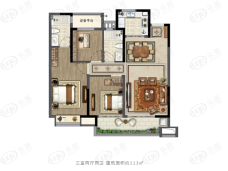 雅居乐路劲棠颂3室2厅2卫户型图