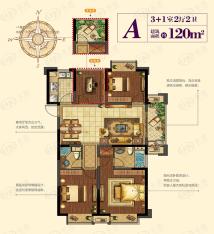 红星紫郡A户型4室2厅2卫户型图