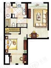 开隆公寓1室2厅1卫62平米户型图