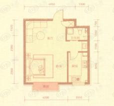 紫金江尚一室一厅一厨一卫47.94-52.94㎡户型图