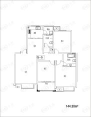 蓝天中央公园3室2厅2卫 G-5户型 144.3㎡户型图