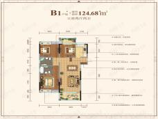 弘洋卢浮公馆3室2厅1卫户型图