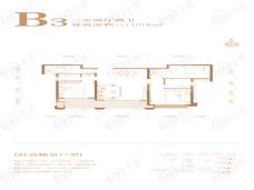 荣湖城B3户型118.06㎡三室两厅两卫户型图