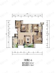 江津鲁能领秀城洋房C6户型图户型图