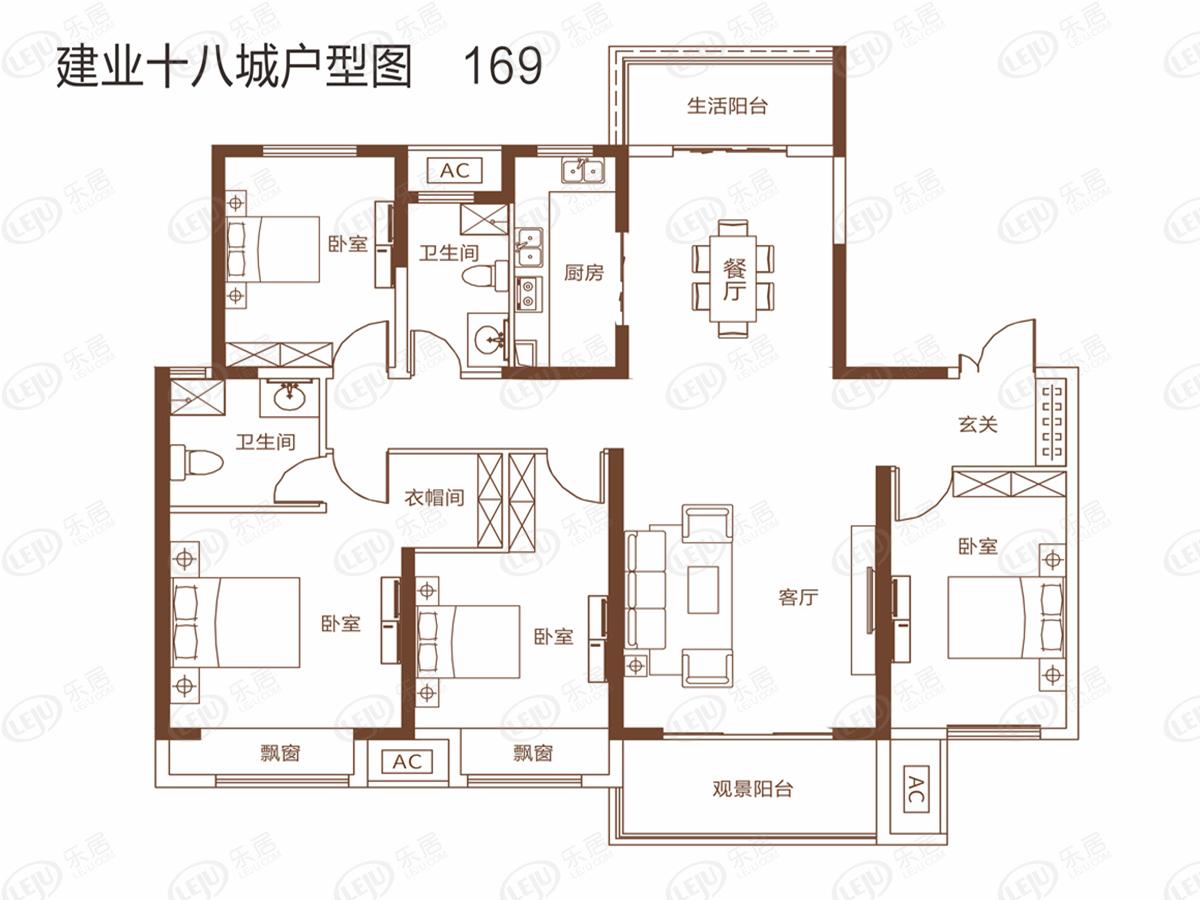 周口川汇周口建业十八城 户型建面约125~169㎡