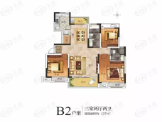 西平建业城3室2厅2卫户型图