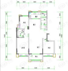 济宁海能铂金公馆3室2厅1卫户型图