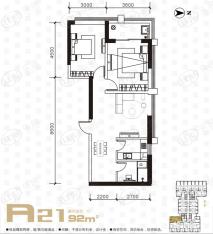 明城国际中心A21户型两室一厅一卫户型图